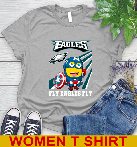 NFL Football Philadelphia Eagles Captain America Marvel Avengers Minion Shirt Women's T-Shirt 5