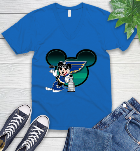 NHL St.Louis Blues Stanley Cup Mickey Mouse Disney Hockey T Shirt V-Neck T-Shirt 6