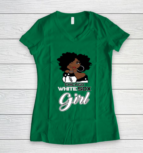 Chicago White Sox Girl MLB Women's V-Neck T-Shirt 5