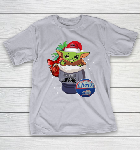 LA Clippers Christmas Baby Yoda Star Wars Funny Happy NBA T-Shirt 7