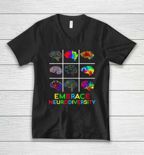 Embrace Neurodiversity Video Game Autism Awareness ASD V-Neck T-Shirt