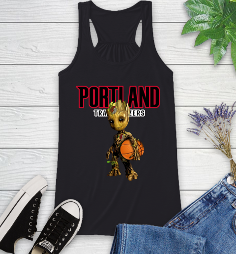Portland Trail Blazers NBA Basketball Groot Marvel Guardians Of The Galaxy Racerback Tank 2
