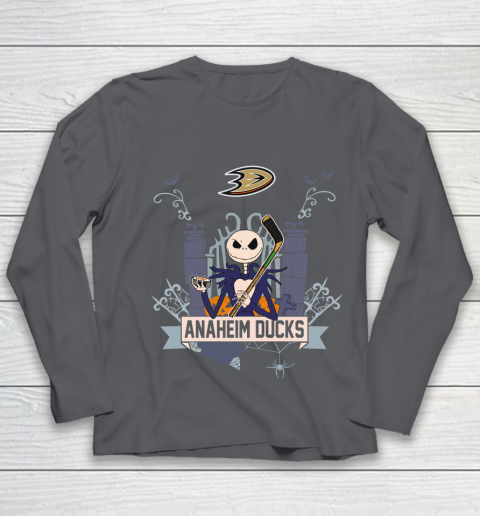 NHL Anaheim Ducks Hockey Jack Skellington Halloween Youth Long Sleeve 6