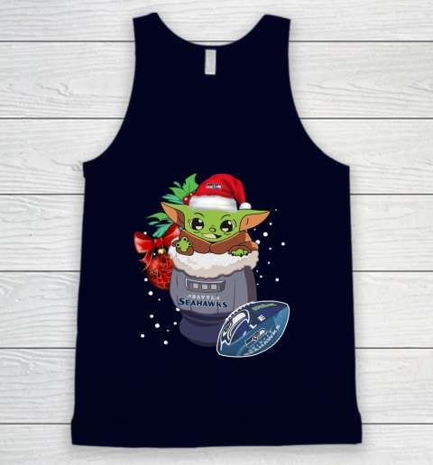 Seattle Seahawks Christmas Baby Yoda Star Wars Funny Happy NFL Tank Top 3