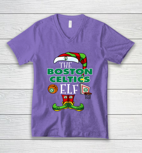 Boston Celtics Christmas ELF Funny NBA V-Neck T-Shirt