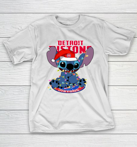 Detroit Pistons NBA noel stitch Basketball Christmas T-Shirt