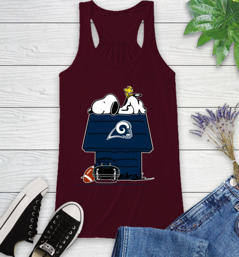 Los Angeles Rams NFL Football Snoopy Woodstock The Peanuts Movie Racerback Tank 3