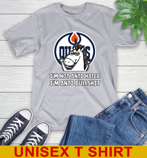 Edmonton Oilers NHL Hockey Unicorn I'm Not Anti Hater I'm Anti Bullshit T-Shirt 6