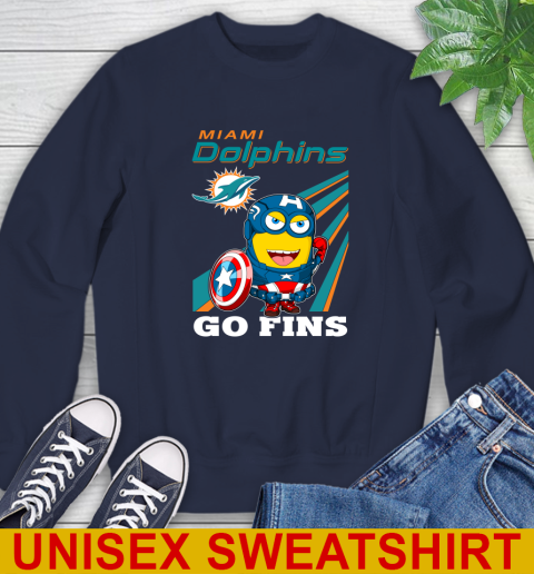 NFL Football Miami Dolphins Captain America Marvel Avengers Minion Shirt Sweatshirt 2