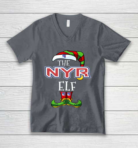 New York Rangers Christmas ELF Funny NHL V-Neck T-Shirt 4
