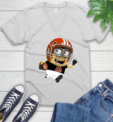 NFL Cincinnati Bengals Minions Disney Football Sports V-Neck T-Shirt