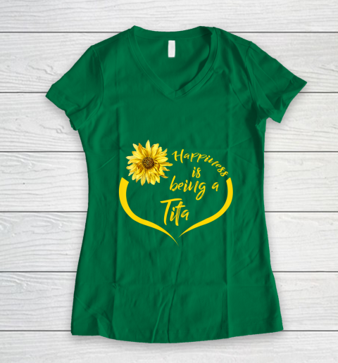 Womens Tita Gift Happiness Is Being A Tita Women's V-Neck T-Shirt 3