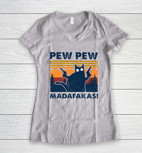 Cat Pew Pew Madafakas Vintage Women's V-Neck T-Shirt