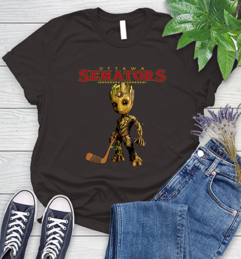 Ottawa Senators NHL Hockey Groot Marvel Guardians Of The Galaxy Women's T-Shirt 8
