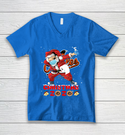 Baltimore Orioles Funny Santa Claus Dabbing Christmas 2020 MLB V-Neck T-Shirt 5