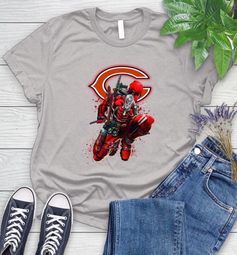 NFL Deadpool Marvel Comics Sports Football Chicago Bears Women's T-Shirt 10