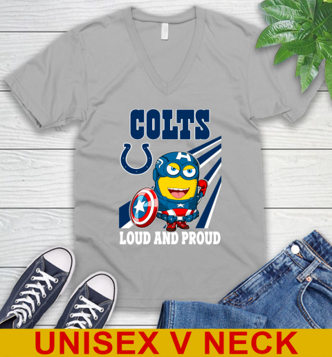 NFL Football Indianapolis Colts Captain America Marvel Avengers Minion Shirt V-Neck T-Shirt 3