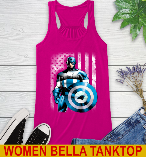Carolina Panthers NFL Football Captain America Marvel Avengers American Flag Shirt Racerback Tank 6