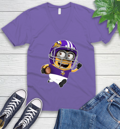 NFL Minnesota Vikings Minions Disney Football Sports V-Neck T-Shirt 10