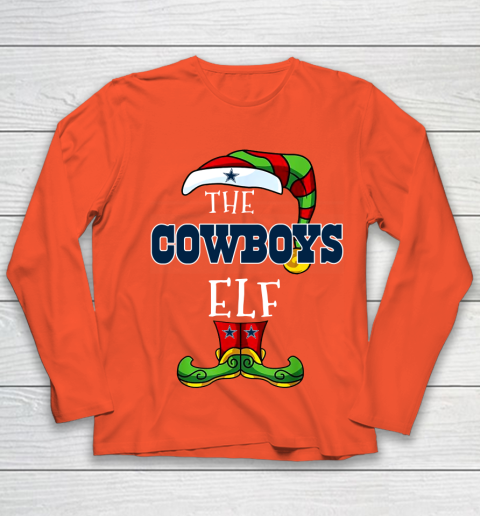 Dallas Cowboys Christmas ELF Funny NFL Youth Long Sleeve 3