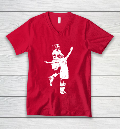 Megan Rapinoe and Alex Morgan Victory Pose  The White Stencil V-Neck T-Shirt 6
