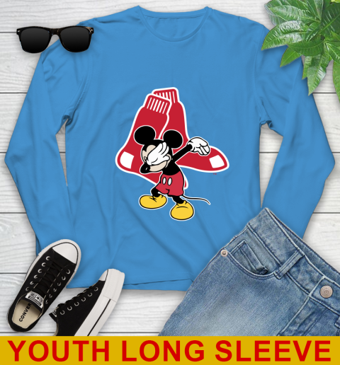 Boston Red Sox MLB Baseball Dabbing Mickey Disney Sports Youth Long Sleeve 8