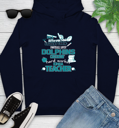 Miami Dolphins NFL I'm A Difference Making Student Caring Football Loving Kinda Teacher Youth Hoodie 3