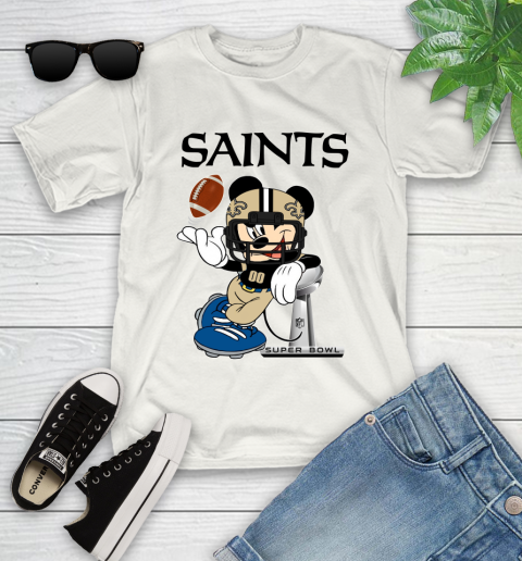 NFL New Orleans Saints Mickey Mouse Disney Super Bowl Football T Shirt Youth T-Shirt