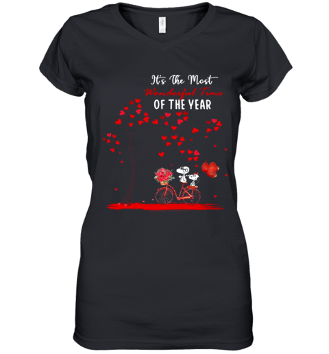 Snoopy And Girlfriend Its The Most Wonderful Time Of The Year Valentines Day Women's V-Neck T-Shirt