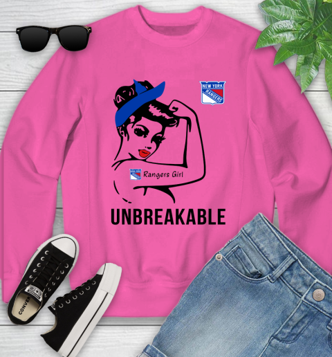 NHL New York Rangers Girl Unbreakable Hockey Sports Youth Sweatshirt 3