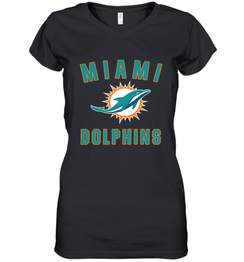 Miami Dolphins NFL Pro Line by Fanatics Branded Aqua Vintage Victory Women's V-Neck T-Shirt