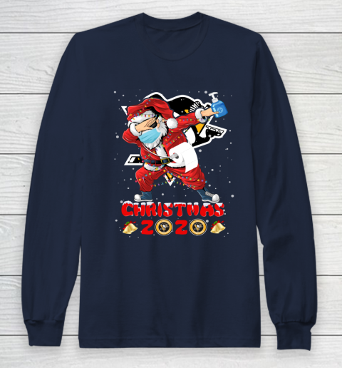 Pittsburgh Penguins Funny Santa Claus Dabbing Christmas 2020 NHL Long Sleeve T-Shirt 2