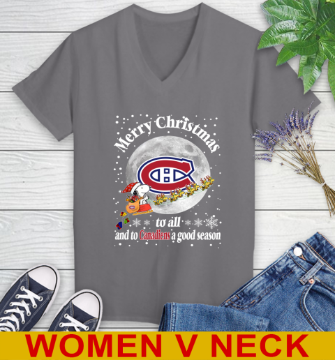 Montreal Canadiens Merry Christmas To All And To Canadiens A Good Season NHL Hockey Sports Women's V-Neck T-Shirt 11