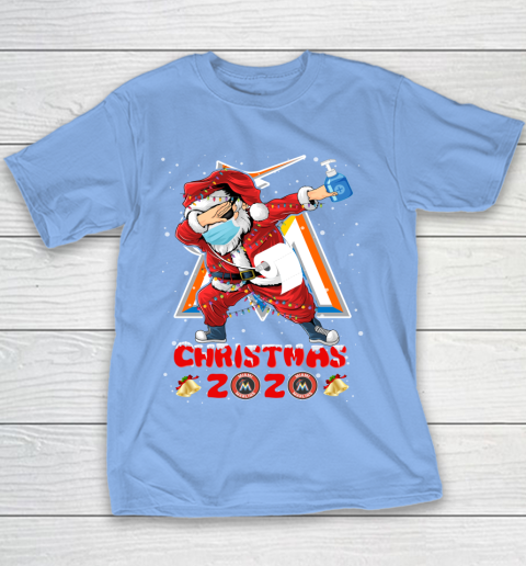 Miami Marlins Funny Santa Claus Dabbing Christmas 2020 MLB Youth T-Shirt 8