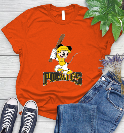 MLB Baseball Pittsburgh Pirates Cheerful Mickey Mouse Shirt Women's T-Shirt 4