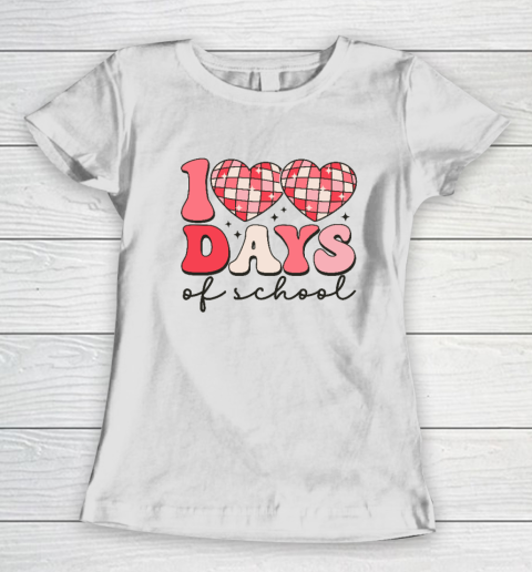 100 Days of School Retro Disco Hearts 100th Day Of School Women's T-Shirt