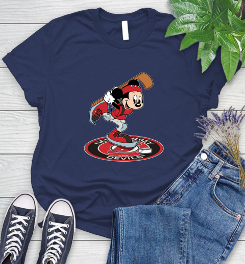 NHL Hockey New Jersey Devils Cheerful Mickey Disney Shirt Women's T-Shirt 12