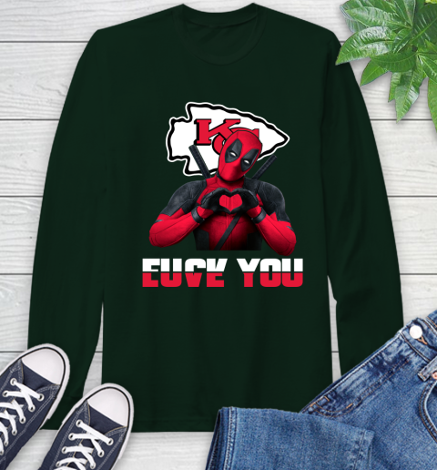 NHL Kansas City Chiefs Deadpool Love You Fuck You Football Sports Long Sleeve T-Shirt 7