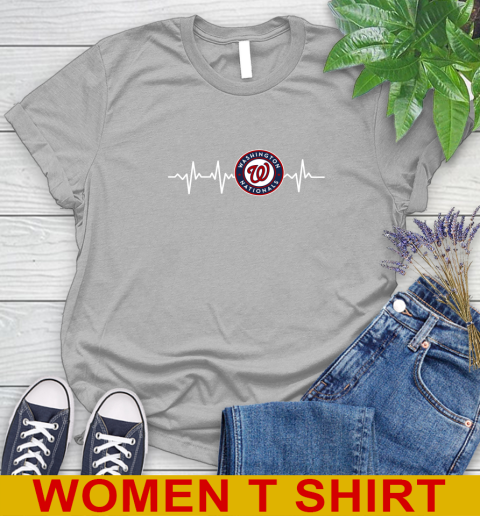 Washington Nationals MLB Baseball Heart Beat Shirt Women's T-Shirt 5