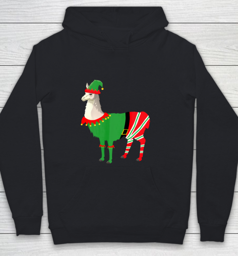 Llama in Elf costume Funny Llama Christmas Pajama Youth Hoodie