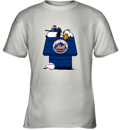 New York Mets Snoopy And Woodstock Resting Together MLB Youth T-Shirt