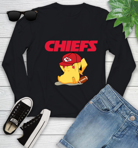 NFL Pikachu Football Sports Kansas City Chiefs Youth Long Sleeve 2