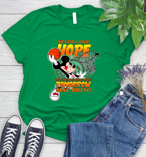 Atlanta Hawks NBA Basketball Mickey Disney Never Lose Hope Women's T-Shirt 9