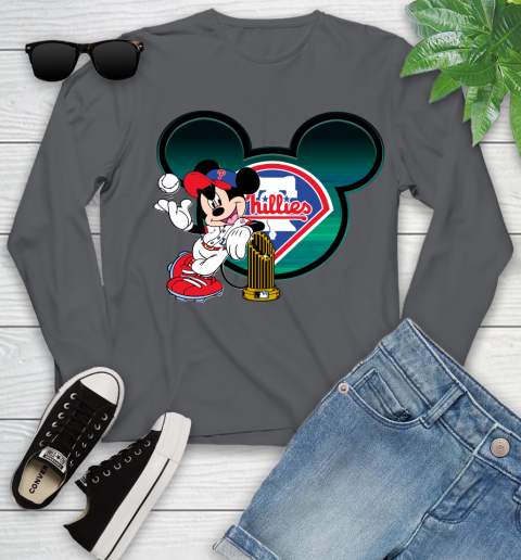MLB Philadelphia Phillies The Commissioner's Trophy Mickey Mouse Disney Youth Long Sleeve 8