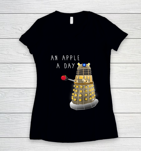 Doctor Who Shirt An Apple a Day Keeps the Doctor Away Women's V-Neck T-Shirt