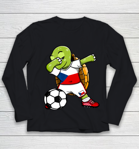 Dabbing Turtle Czech Republic Soccer Fans Jersey Football Youth Long Sleeve