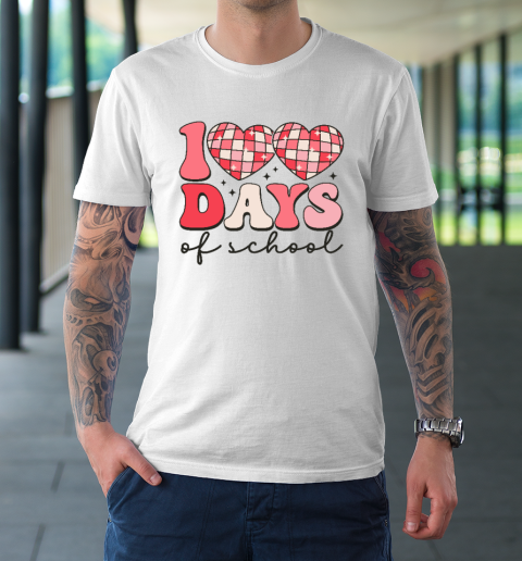 100 Days of School Retro Disco Hearts 100th Day Of School T-Shirt
