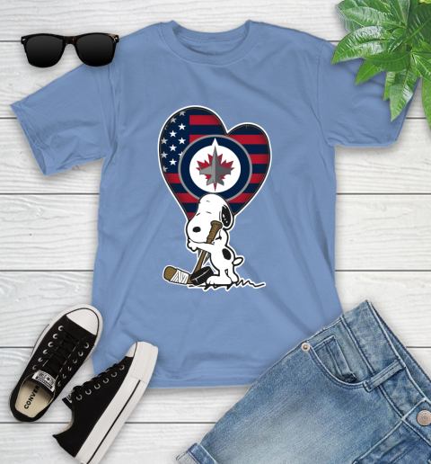 Winnipeg Jets NHL Hockey The Peanuts Movie Adorable Snoopy Youth T-Shirt 11