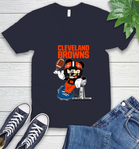 NFL Cleveland Browns Mickey Mouse Disney Super Bowl Football T Shirt V-Neck T-Shirt 13