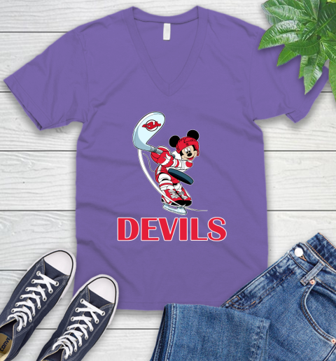 NHL Hockey New Jersey Devils Cheerful Mickey Mouse Shirt V-Neck T-Shirt 9